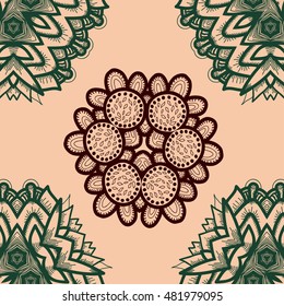 Seamless colorful decorative pattern with abstract ornaments. Vector illustration.
