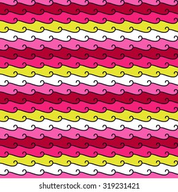 Seamless colorful decorative vector background with waves
