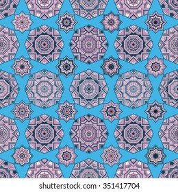 Seamless colorful decorative vector background with geometric mosaic shapes