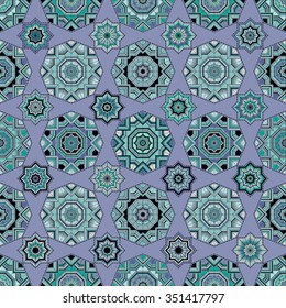 Seamless colorful decorative vector background with geometric mosaic shapes