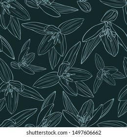Seamless colorful design decorative flowers primrose drawn with line. The design is perfectly suitable for clothes design, children s decoration, wallpaper and backgrounds.