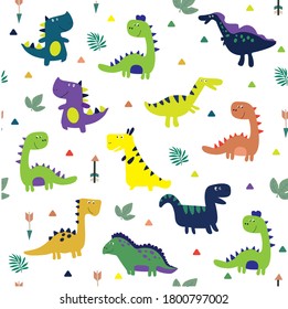 
seamless colorful dinosaur pattern vector illustration