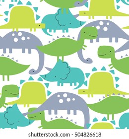 seamless colorful dinosaurs pattern vector illustration