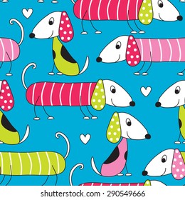 seamless colorful dog pattern vector illustration