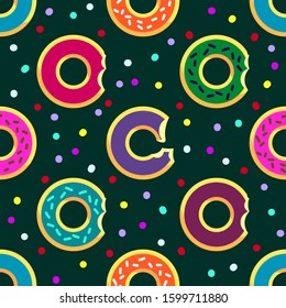 Seamless Colorful Donut Pattern Vector Illustration EPS 10