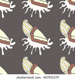 Seamless colorful doodle cake pattern.