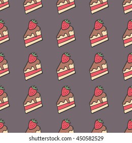 Seamless colorful doodle cake pattern.