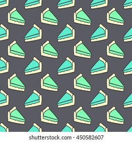 Seamless colorful doodle cake pattern.