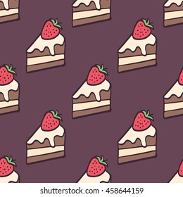 Seamless colorful doodle cake pattern.