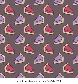 Seamless colorful doodle cake pattern.