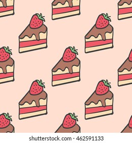 Seamless colorful doodle cake pattern.