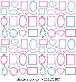 Seamless colorful doodle frame set 