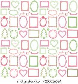 Seamless colorful doodle frame set 