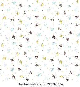 Seamless colorful doodle pattern. Vector background with doodles. Patterned paper for scrapbook albums. Memphis style