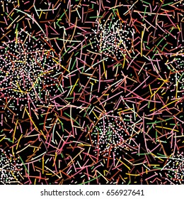 Seamless colorful dots and lines vector pattern. Texture for cover, paper, gift, fabric, textile.