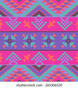Seamless colorful ethnic pattern, vector illustration