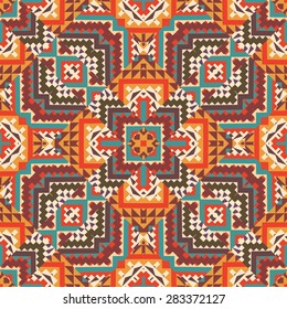 Seamless colorful ethnic pattern, vector illustration