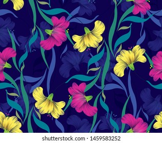 Seamless colorful fancy textile flower pattern