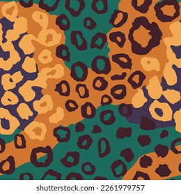 Seamless Colorful Fashion Beauty Leopard Paint Print. Vibrant Endless Safari Decorative Skin, Seamless Fabrics Vector. Seamless Dark Panther Watercolor Wallpaper.