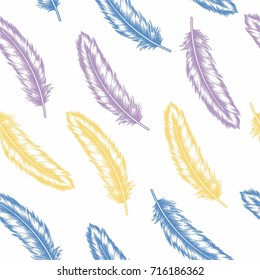 seamless colorful feather on whitebackground