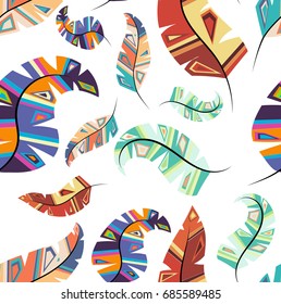 Seamless colorful feather pattern