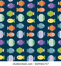 Seamless colorful fish pattern background