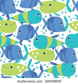 seamless colorful fish pattern vector illustration