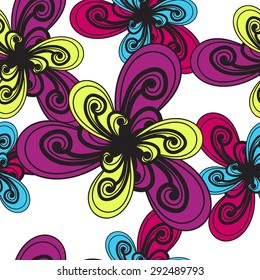 Seamless colorful floral pattern. Abstract background.
