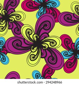 Seamless colorful floral pattern. Abstract background. Vector quilting texture