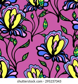Seamless colorful floral pattern. Background with flowers. Vector floral texture
