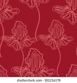 Seamless colorful floral pattern. Background with iris flowers. Vector floral texture