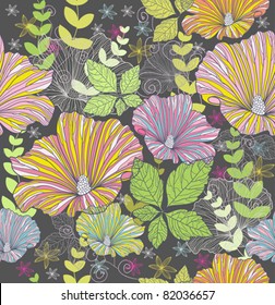 Patrón floral colorido sin fisuras. Fondo con flores y hojas.