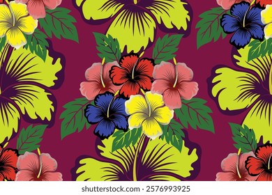 Seamless colorful floral pattern in damask style summer colors wrapping cover print for textiles, tile, wallpaper, clothing, blanket and fabric design isolated illustration vector archive EPS files.