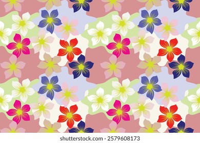 Seamless colorful floral pattern in damask style motifs suitable for wallpaper, curtain, clothing, textile, tile, blanket and fabric design isolated illustration vector archive EPS files.