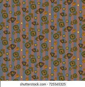 Seamless colorful floral pattern in folk style with flowers, leaves.. Hand drawn. Vector illustration.