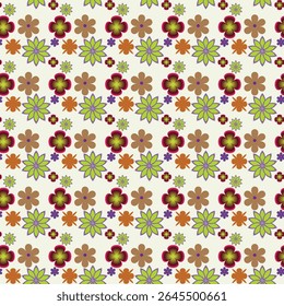 Seamless Colorful Floral Pattern with Stylized Flowers