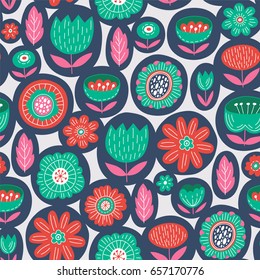 Seamless Colorful Floral Pattern. Vector illustration for baby print