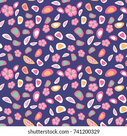 Seamless colorful floral pattern. Vector abstract background with leaves. Patterned paper wallpaper for scrapbooking
