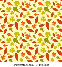 Seamless colorful floral pattern. Vector abstract background with leaves. Patterned paper wallpaper for scrapbooking