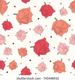 Seamless colorful floral pattern. Vector background with flowers. Patterned wallpaper for scrapbooking