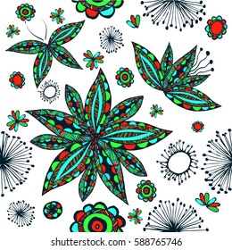 Seamless colorful floral patterns. Vector