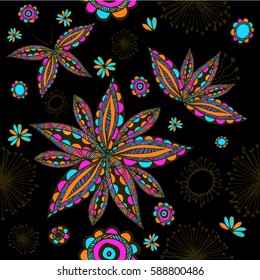 Seamless colorful floral patterns. Vector