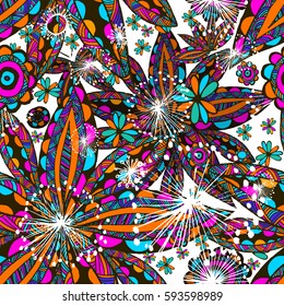 Seamless colorful floral patterns. Vector