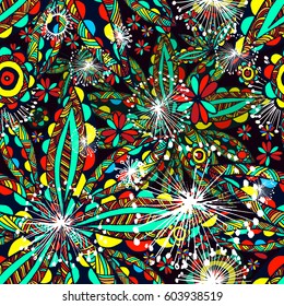 Seamless colorful floral patterns. Vector