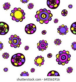 Seamless colorful floral patterns. Vector