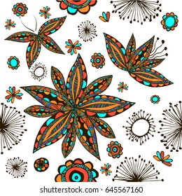 Seamless colorful floral patterns. Vector