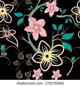 Seamless colorful floral vector pattern