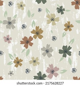 Nahtlose bunter Blumenvektor Muster. bunte Herbstblumen auf beigem Hintergrund.