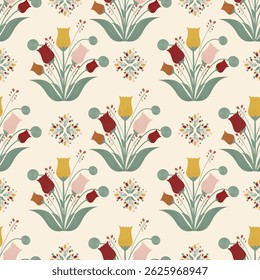 seamless colorful  flower  and animal vector illustration. Artistic modern . Wonderful abstract floral  pattern. 