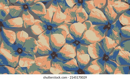 Seamless colorful flower background. Green and yellow spring colorful florals.